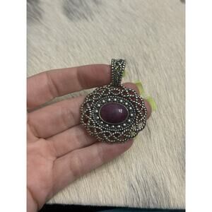 Carolyn Pollack Relios Sterling Silver Swirl Braided Purple Spiny Concho Pendant